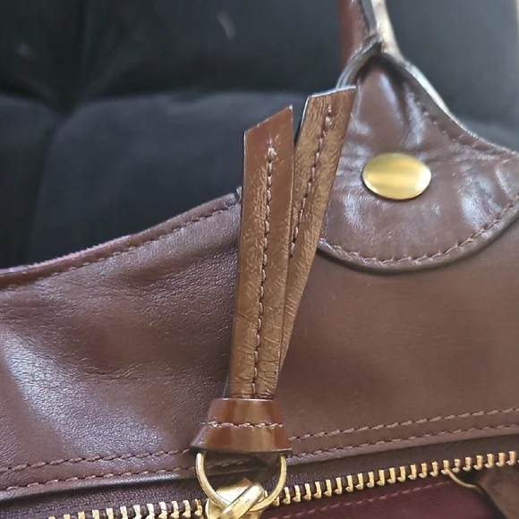 Coach Patchwork Tote in Purple and Brown - Picture 5 of 7